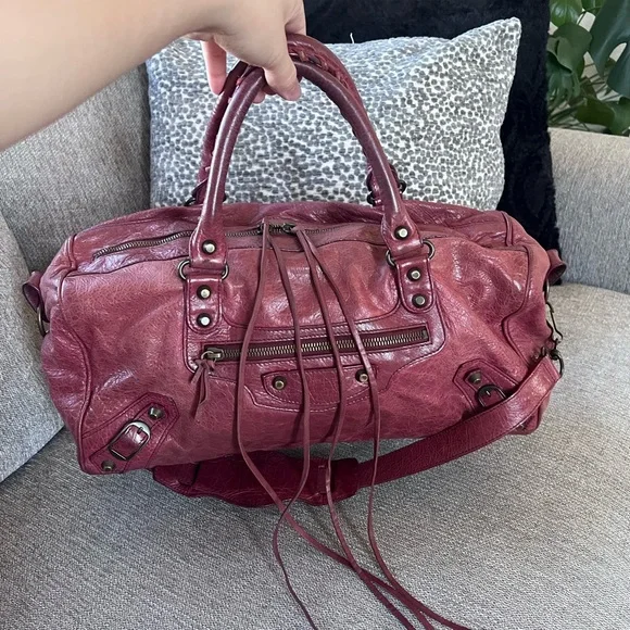 Balenciaga Vintage Motorcycle Twiggy City Burgundy Bag - Picture 6 of 11